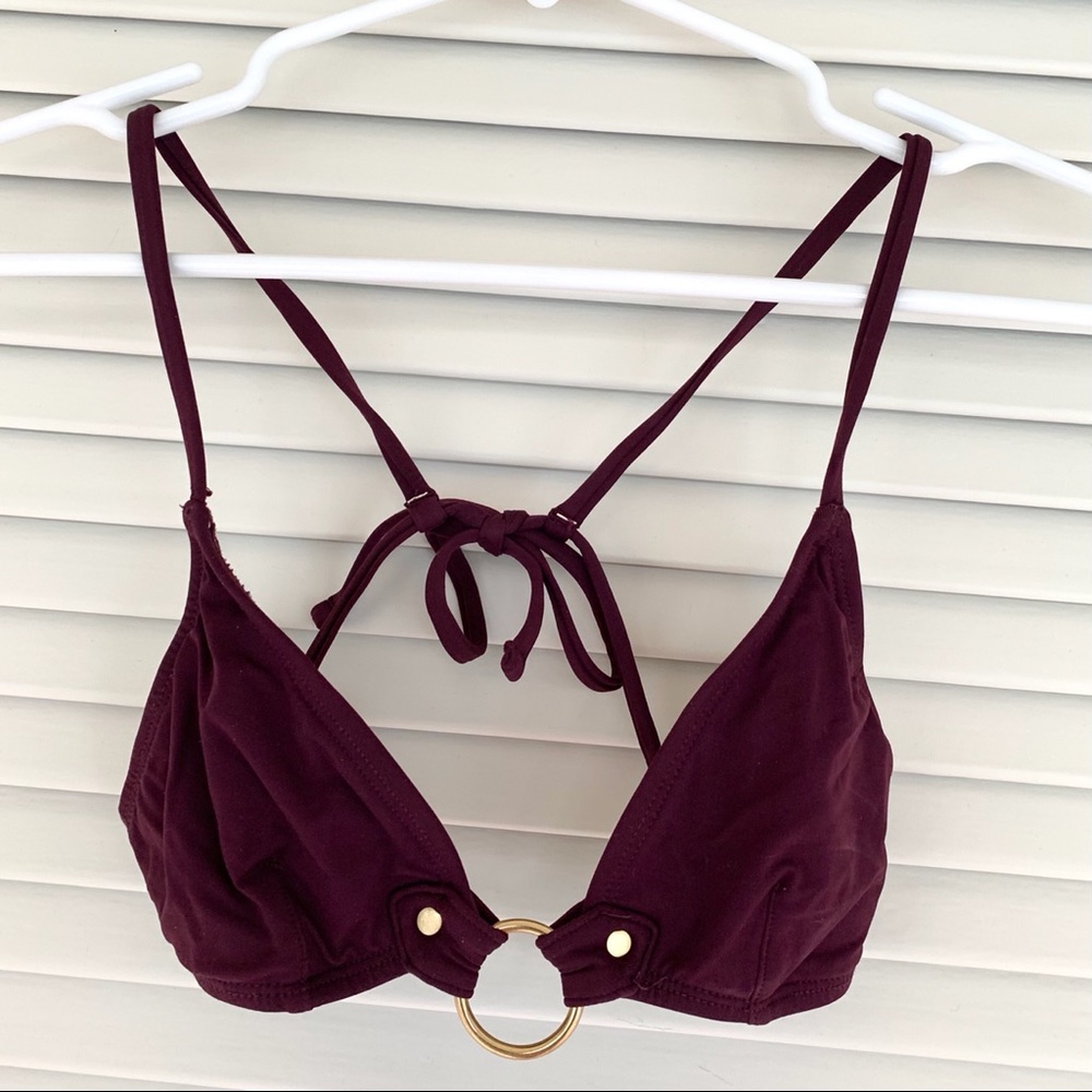J. Crew Plum Bikini Top w/ Gold Ring